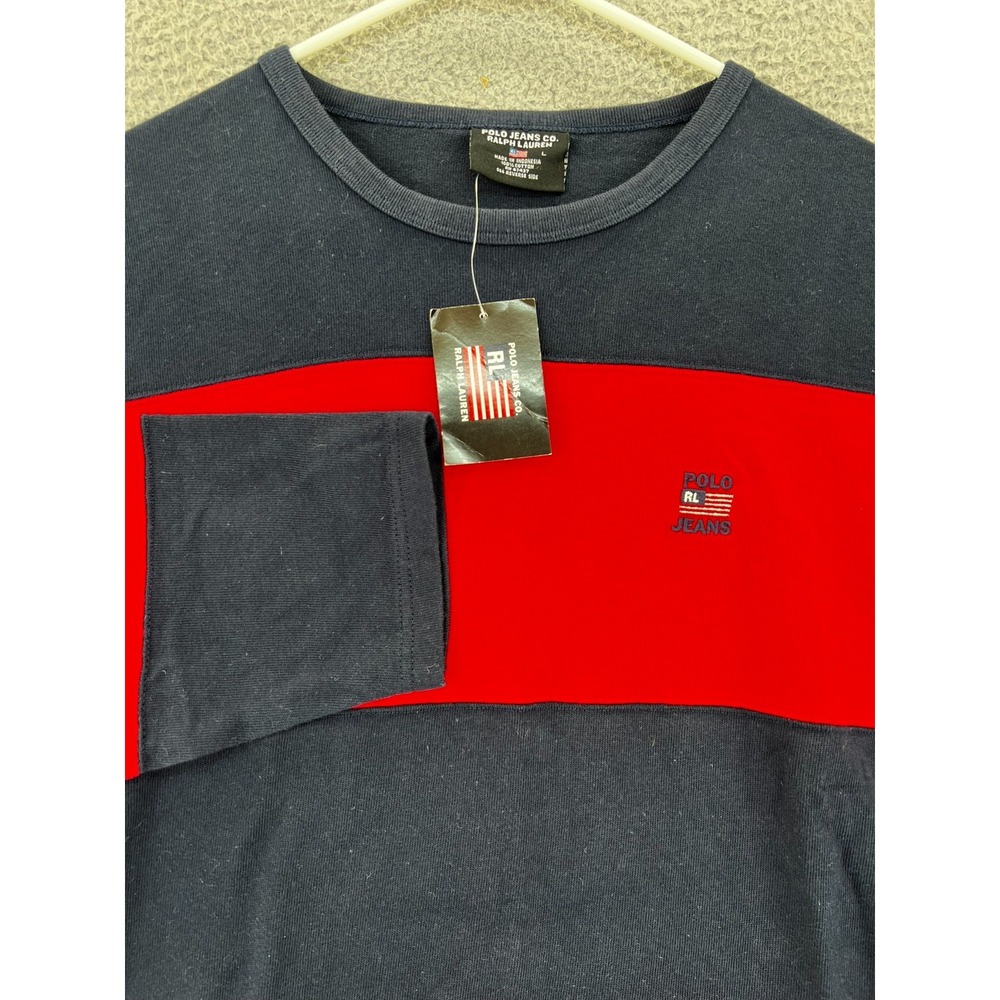 Vintage 90s Polo Ralph Lauren Knit Sweater Men Large Long Sleeve Stretch NEW